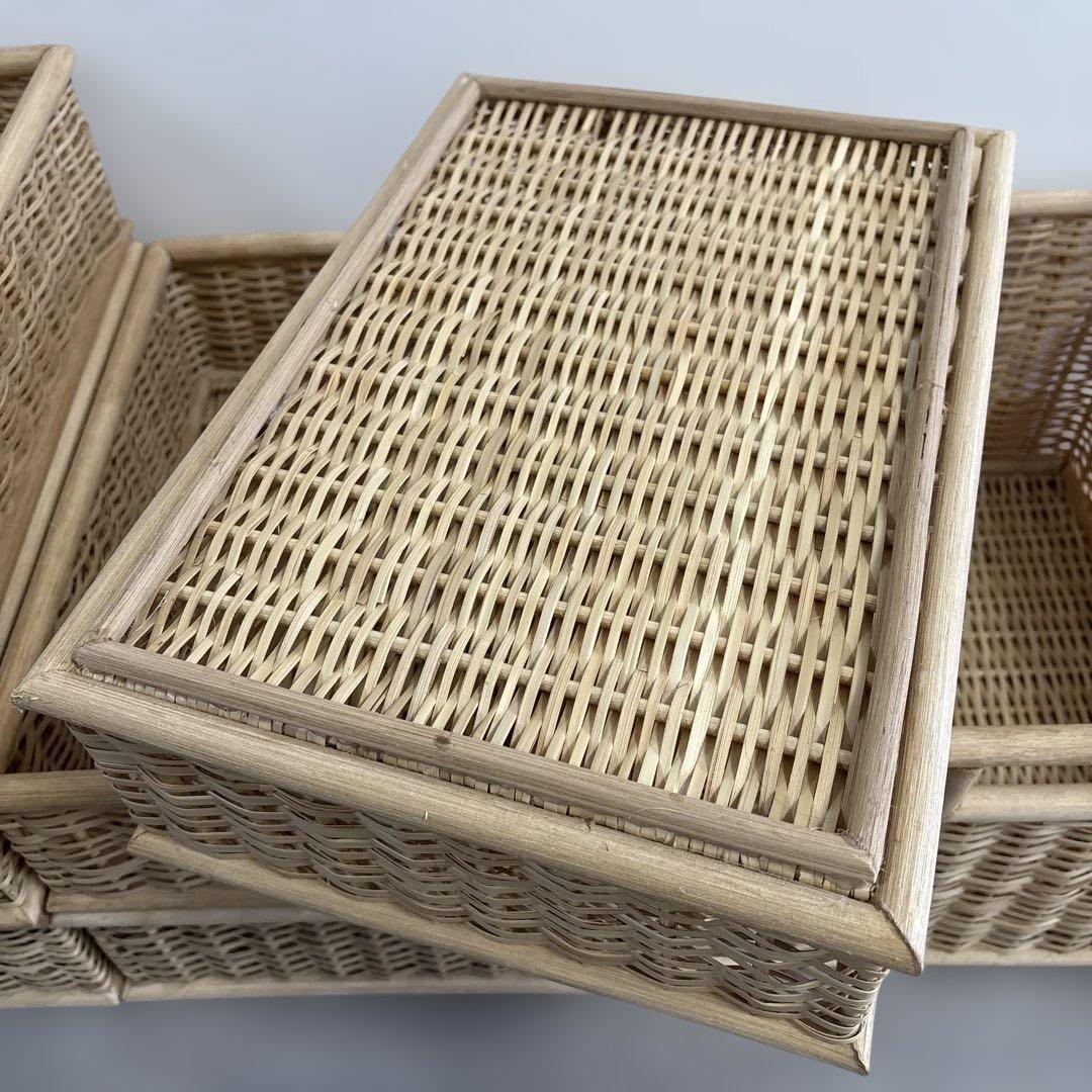 無印良品　重なるブリ材角型バスケット　7点セット