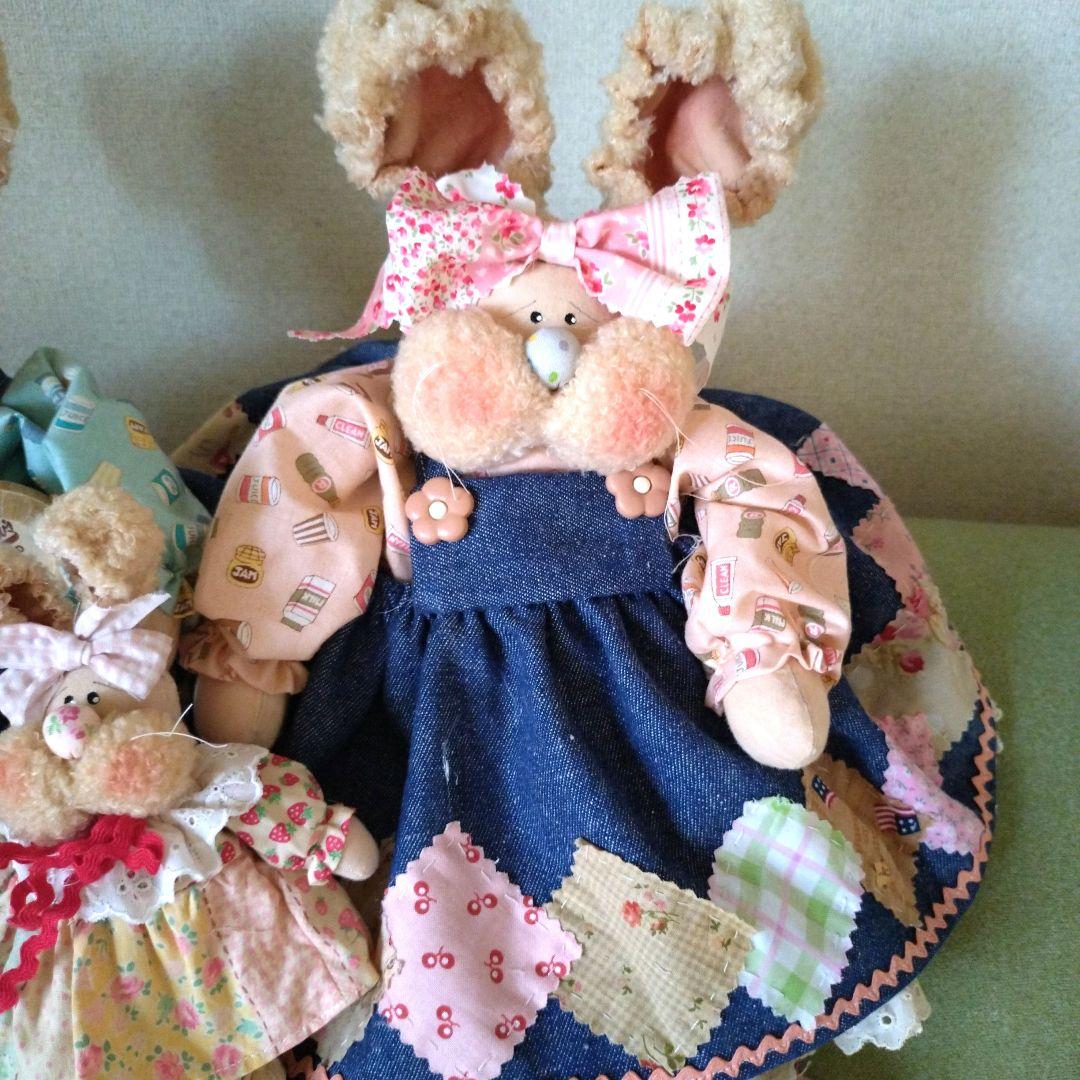 カントリードールバニーちゃんペアドール(ミニバニー付きくすみカラー)