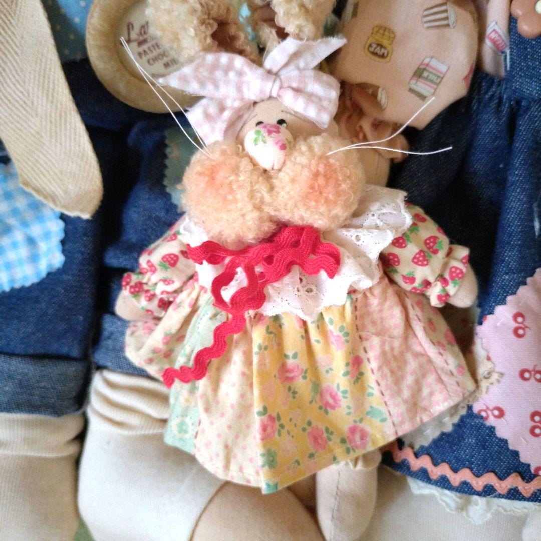 カントリードールバニーちゃんペアドール(ミニバニー付きくすみカラー)