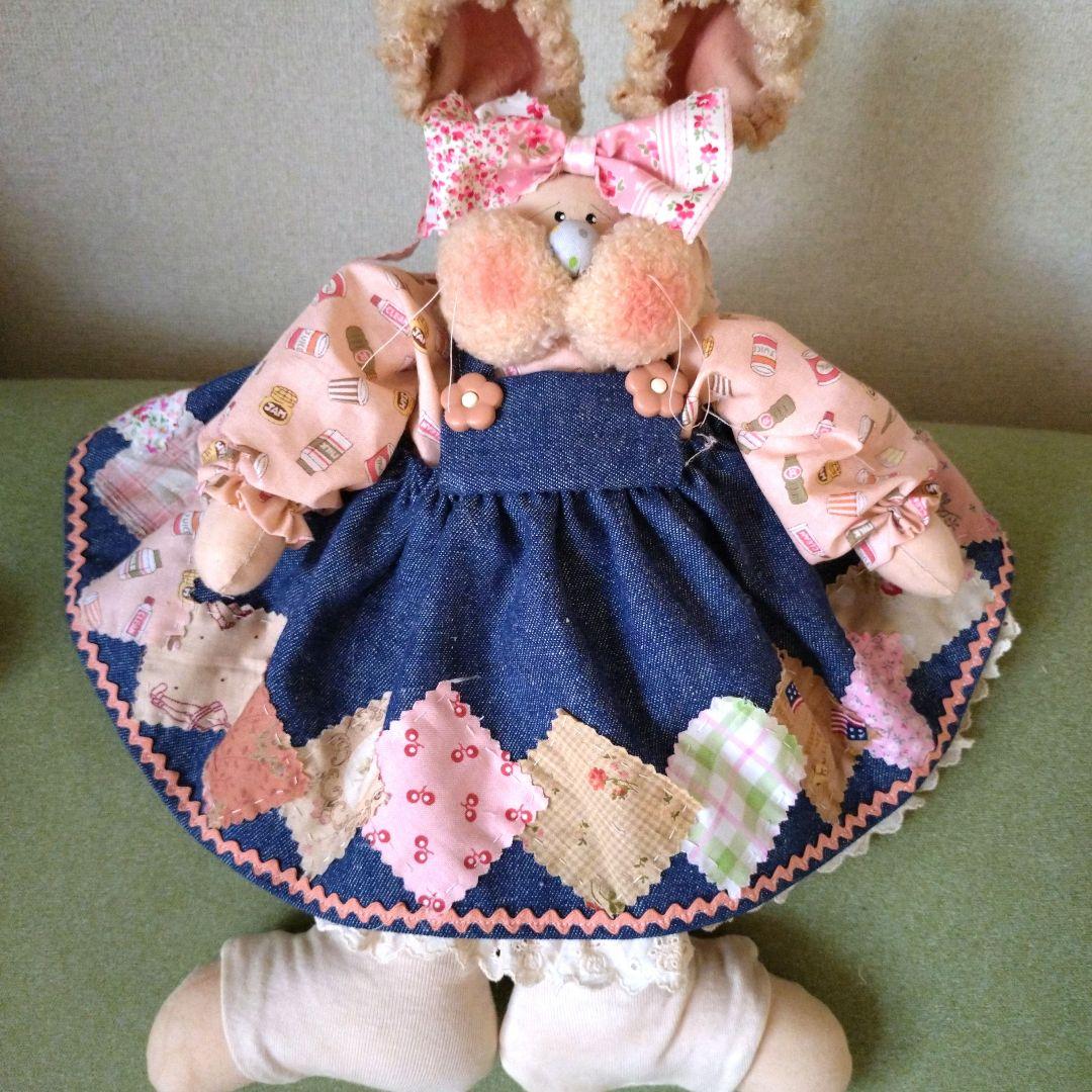 カントリードールバニーちゃんペアドール(ミニバニー付きくすみカラー)