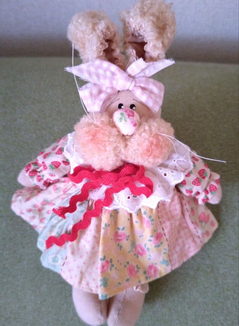 カントリードールバニーちゃんペアドール(ミニバニー付きくすみカラー)