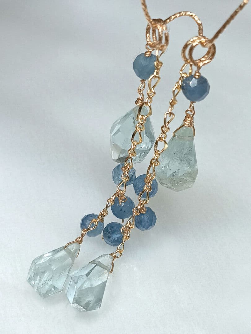 14kgf アクアマリンとサンタマリアのチャームセット