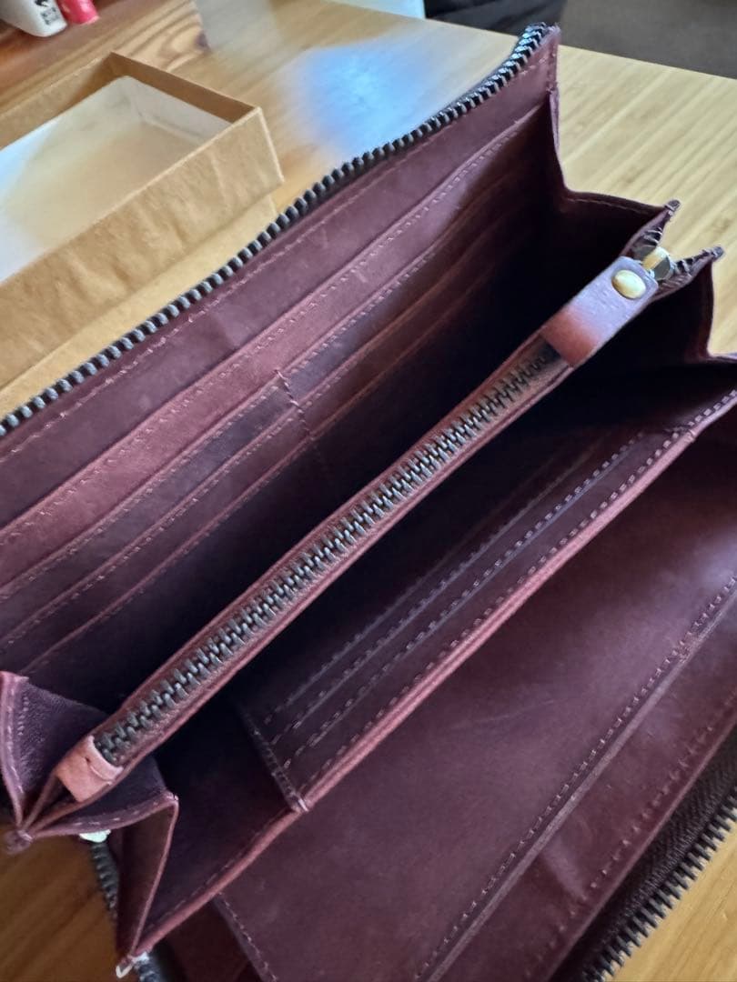 Hallelujah L字ファスナー　レザー長財布　wine ハレルヤレザー
