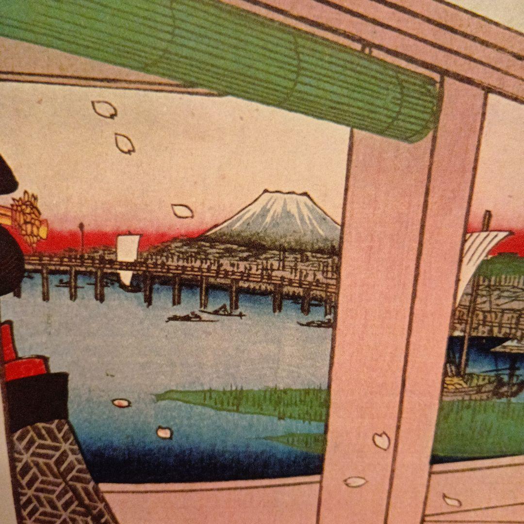 吾妻橋　金竜山遠望　東京台東区　歌川広重　江戸百景 レトロ　浮世絵　印刷物 富士