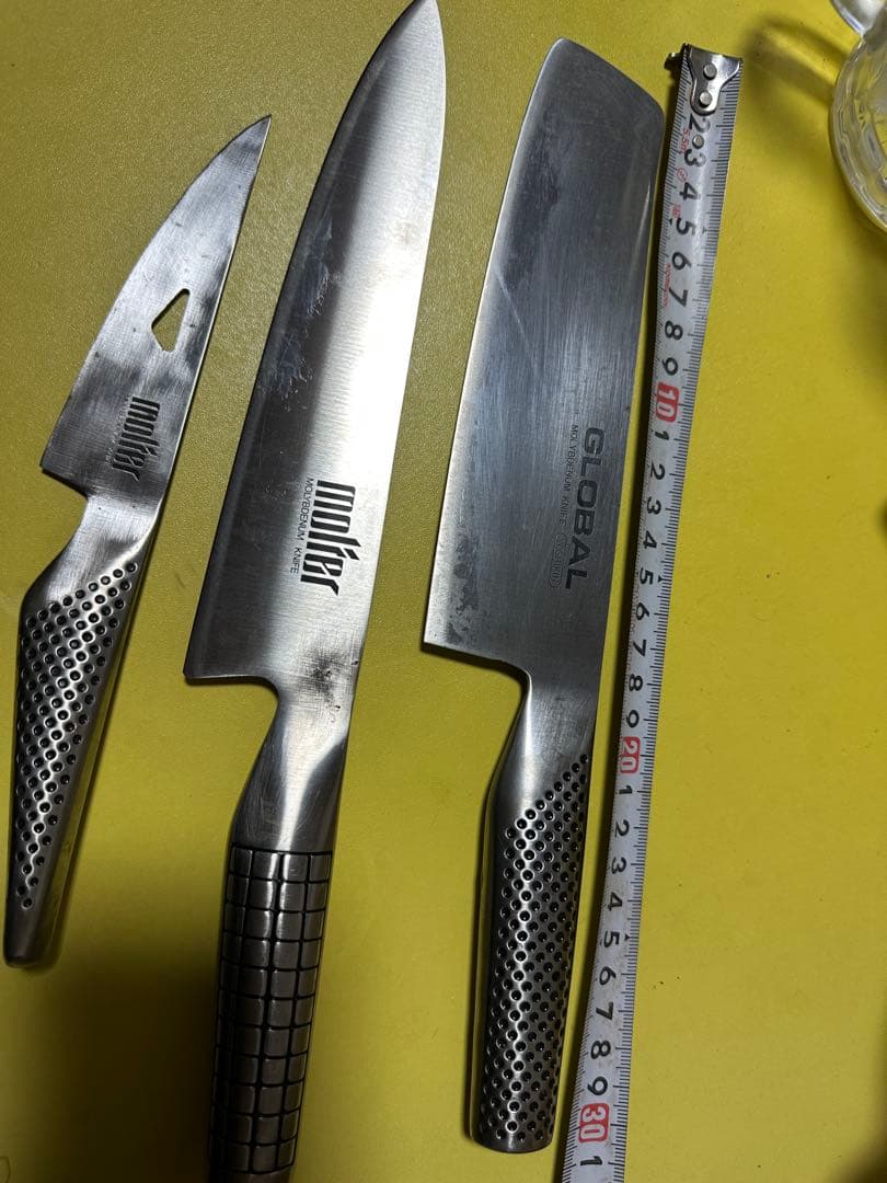 GLOBAL 包丁 3本セット (molfer）はglobalの旧い廃盤品2点
