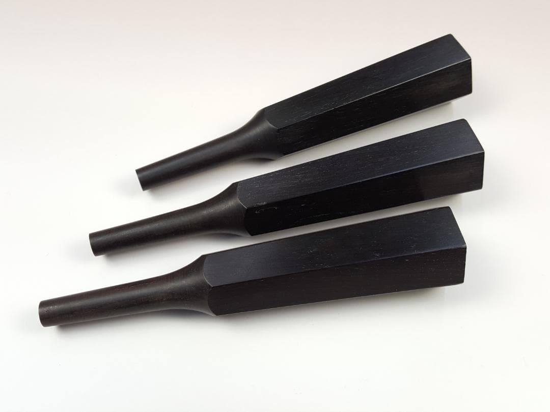 新品】津軽三味線用　糸巻き　本黒檀　8分5厘　素六