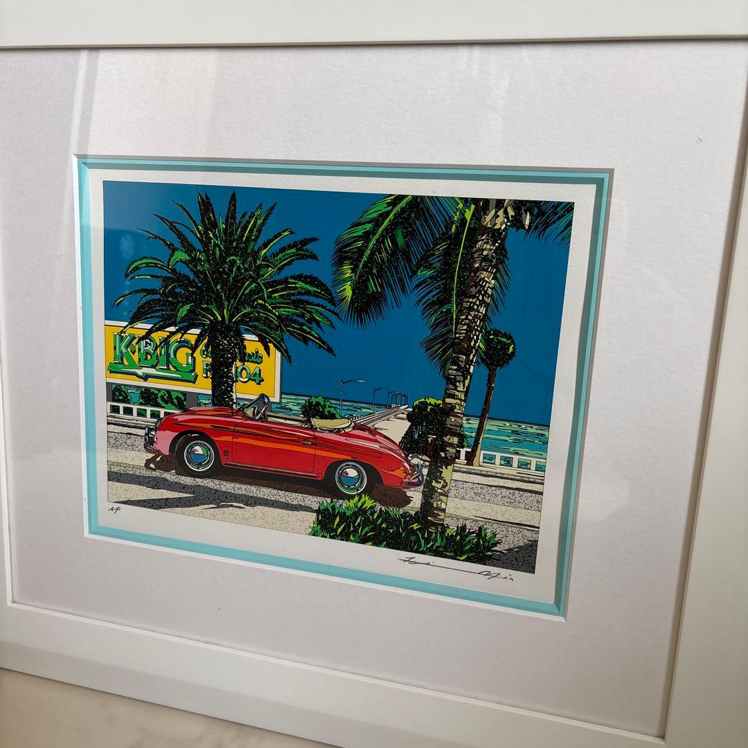 鈴木英人　シルクスクリーン　南カリフォルニアの休日　サイン入り