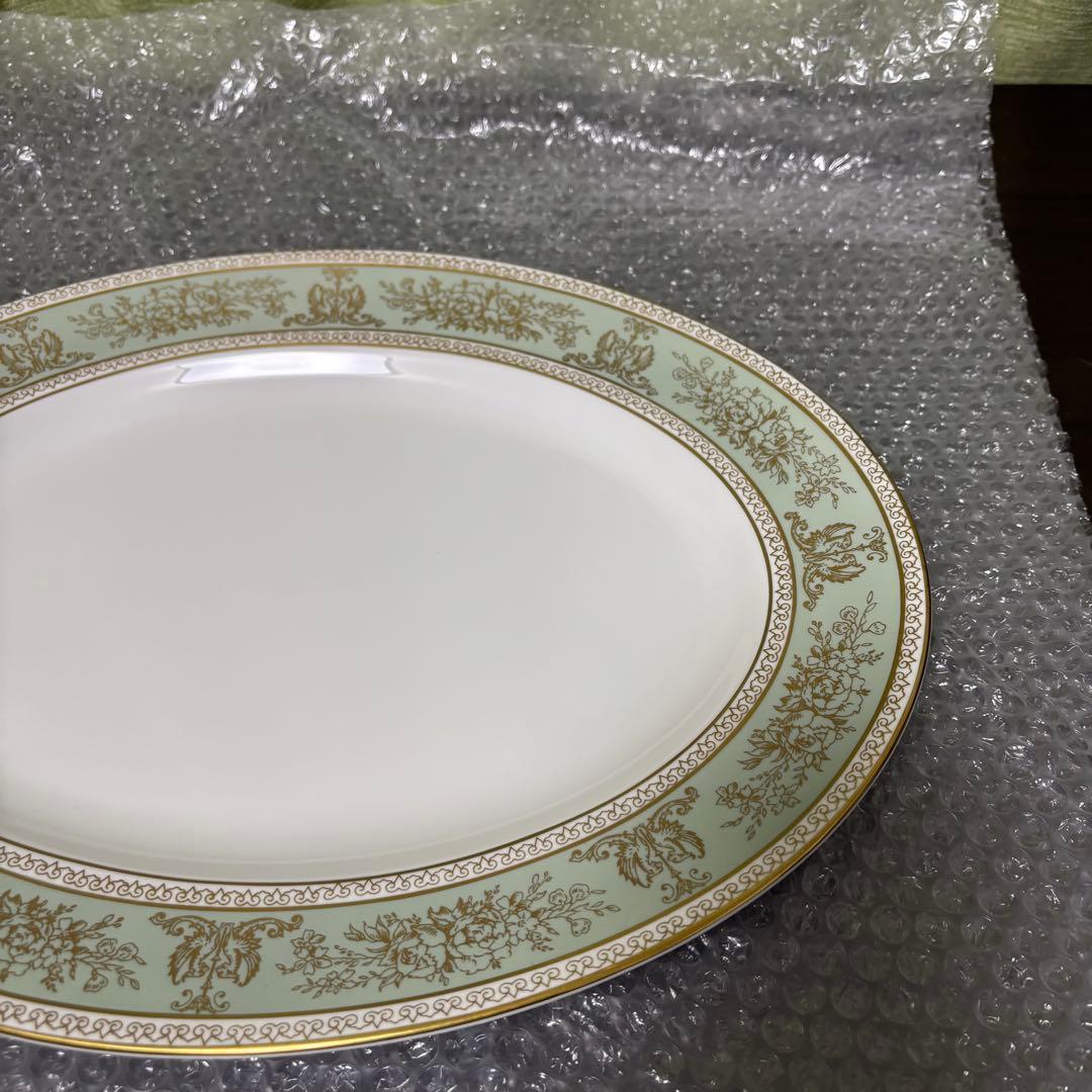  ウェッジウッド コロンビア オーバルプレート セージグリーン