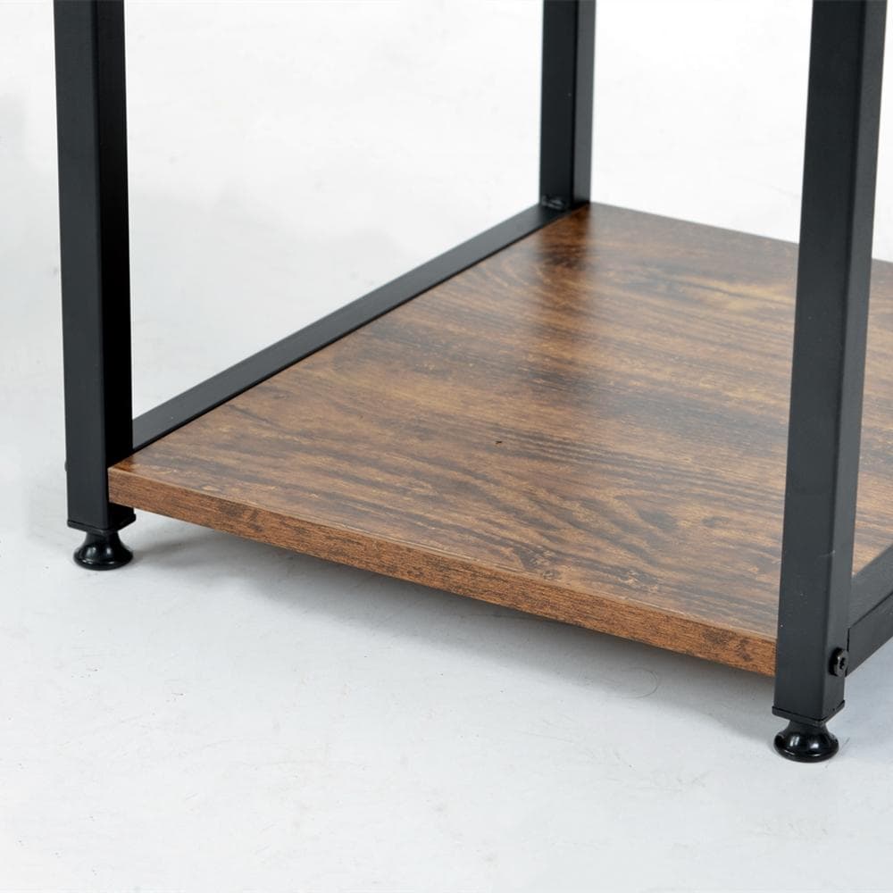 【ダークブラウン】パソコンデスク 引き出し付き 3段シェルフ付 学習机