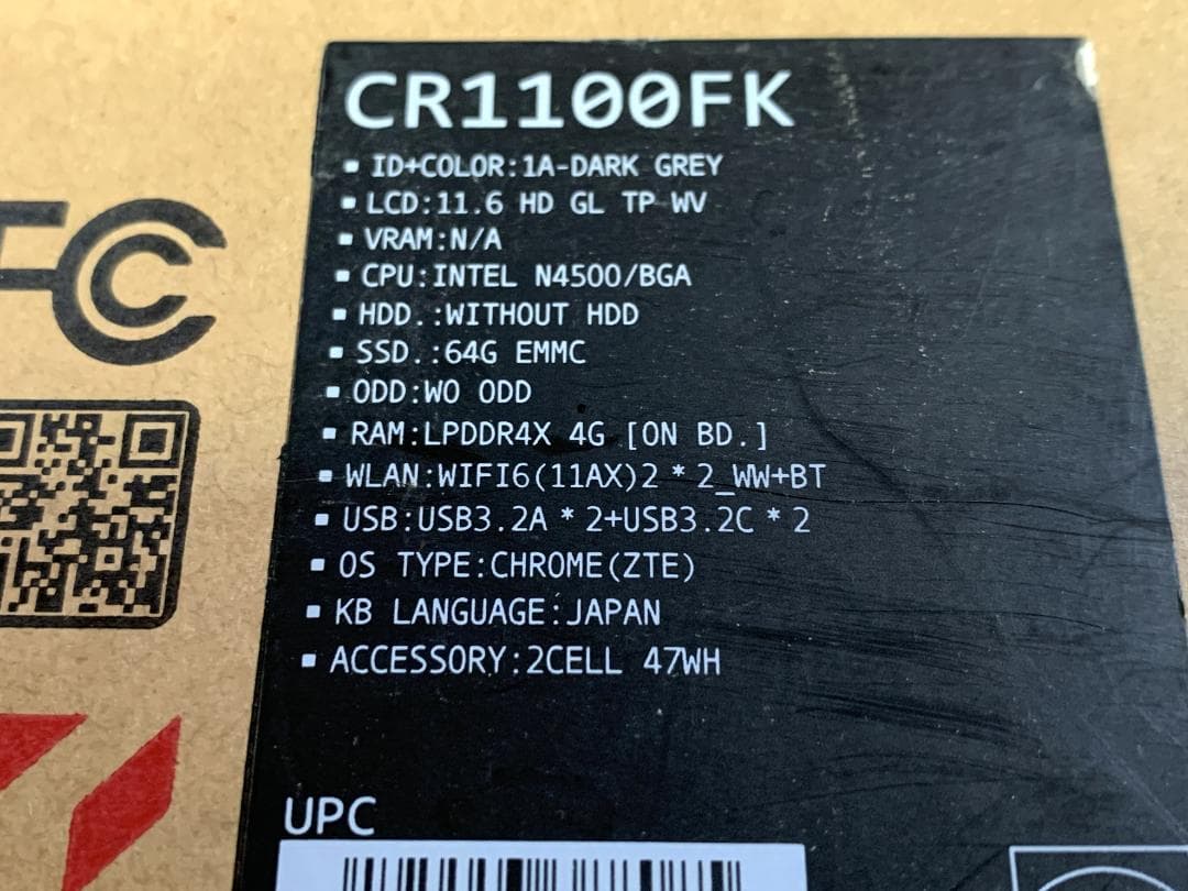 ASUS Chromebook Flip CR1100FK 11.6型 液晶タブ