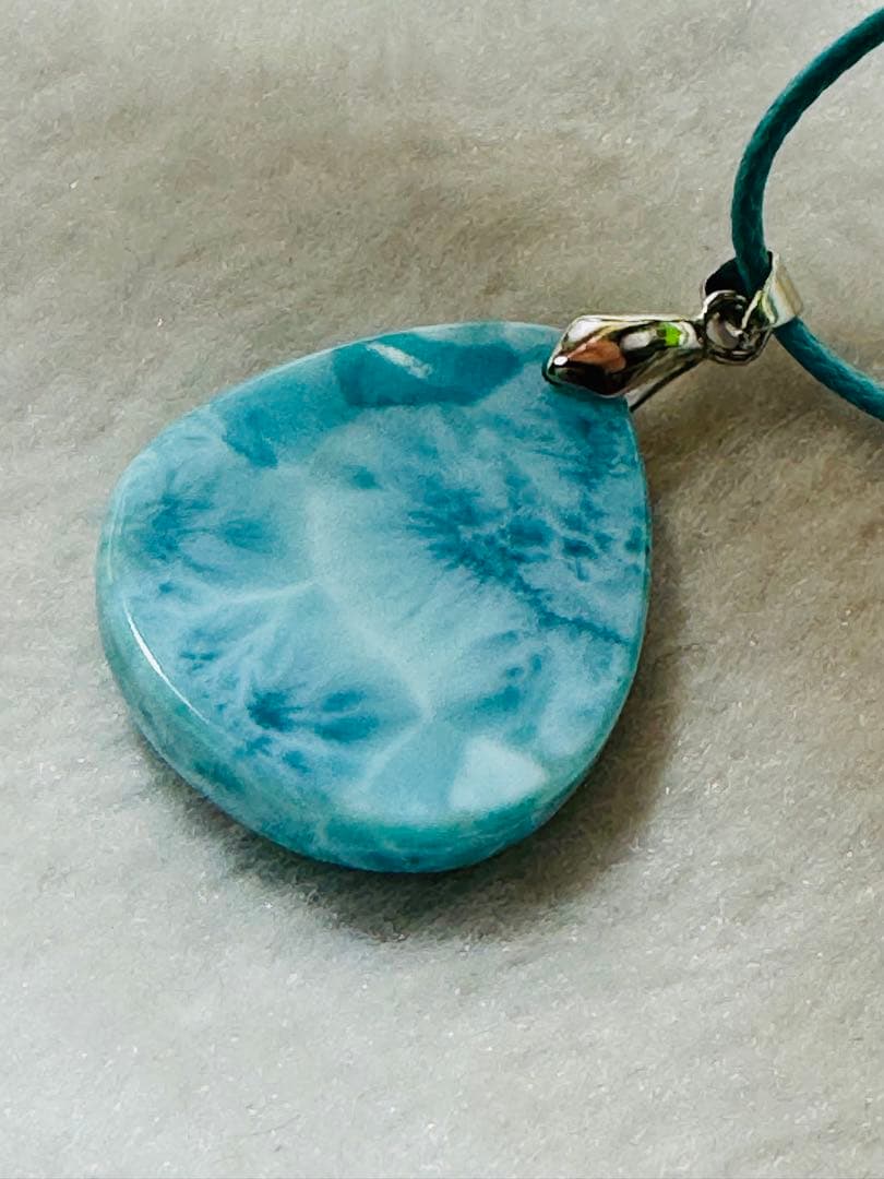 天然高品質ラリマー雫型ペンダントトップ