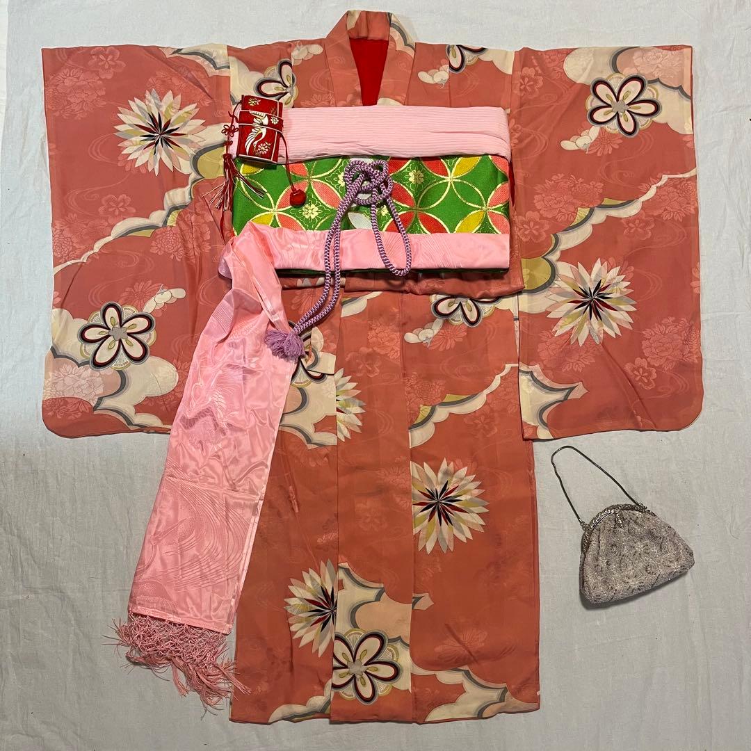 七五三　大きめ7歳　ハーフ成人式　ピンク　正絹