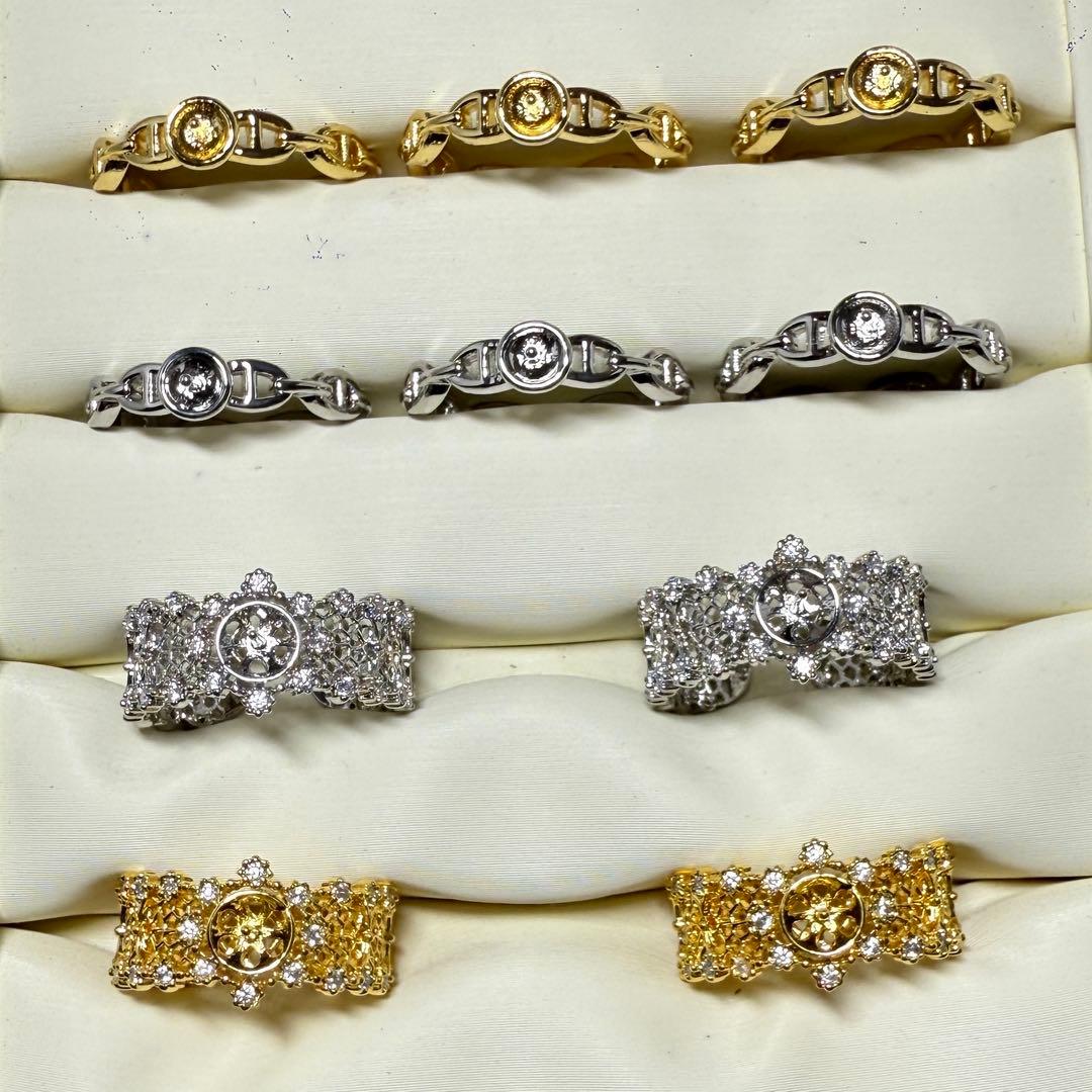 まとめ買いお得なセット　真珠パール用リング台リング空枠 8点セット　081