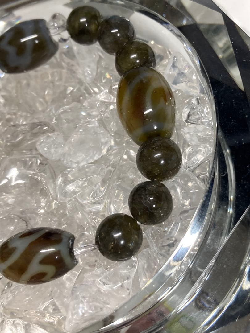 天然石　天珠　蓮華天珠　ラブラドライト　ブレスレット