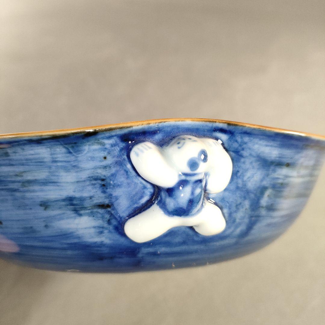 A1366-8/九谷焼/平安岩華 造/着彩草花文一閃人鉢4客/共箱/飾皿/菓子鉢