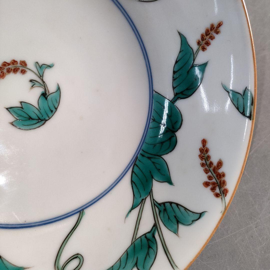 A1366-8/九谷焼/平安岩華 造/着彩草花文一閃人鉢4客/共箱/飾皿/菓子鉢