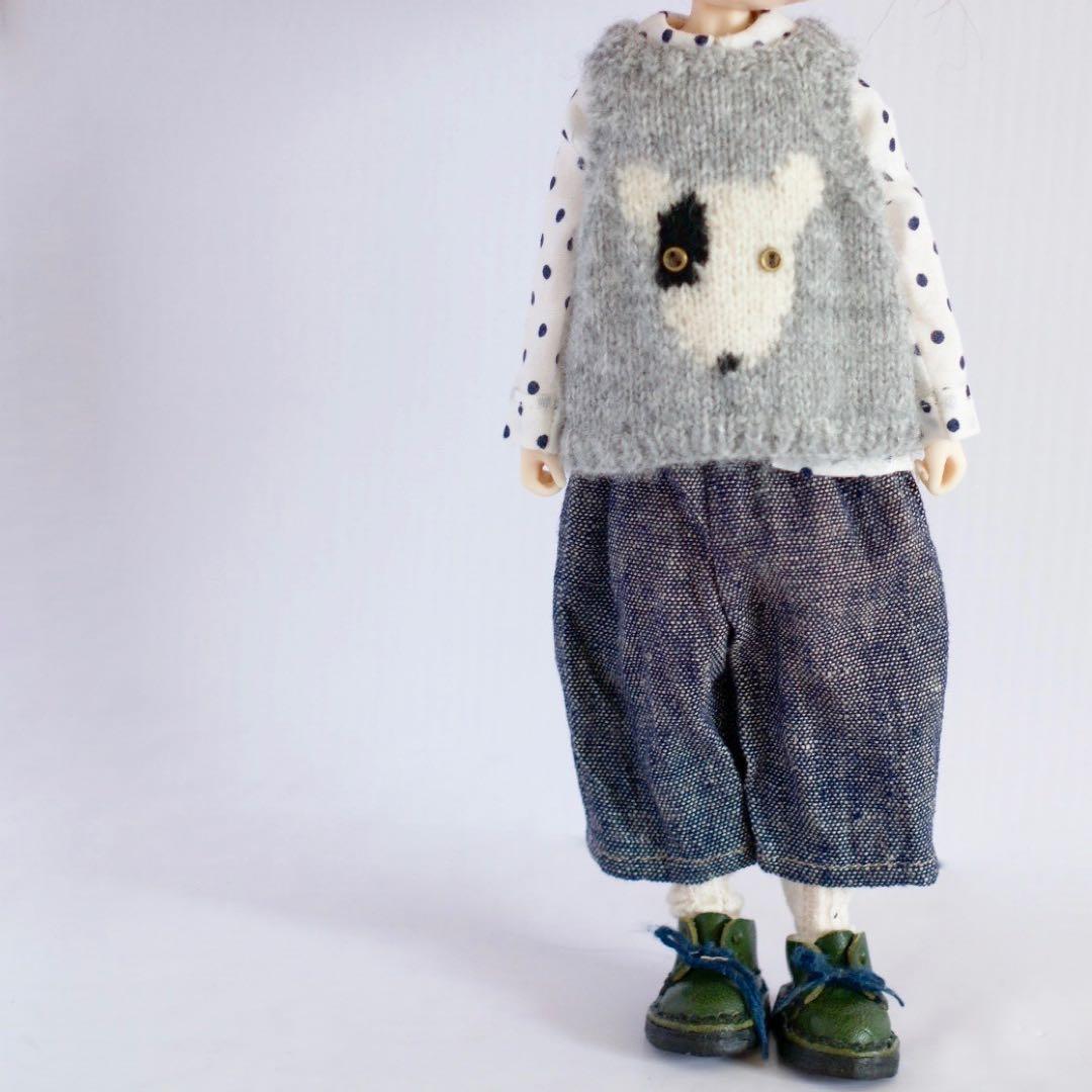 ブライスアウトフィット　シャツとリネンボトム　ドットXシャンブレー