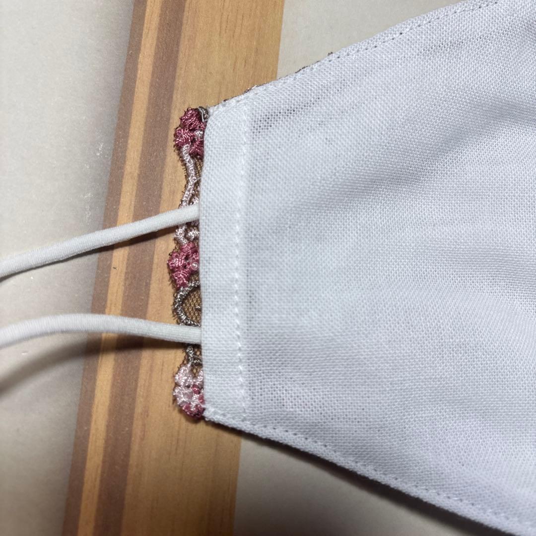 677 不織布マスクカバー レース 刺繍 フラワー