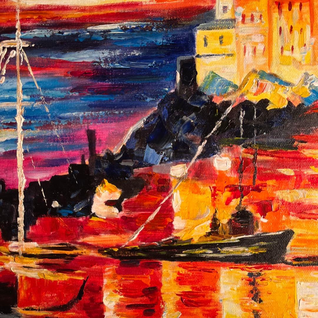 手書き油絵 モンサン・ミッシェル 額付 肉筆絵画 インテリア 油彩画