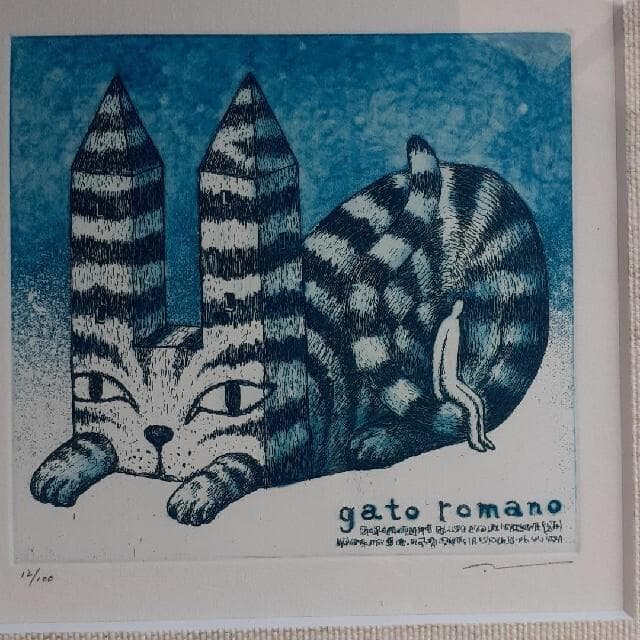 リトグラフ　猫