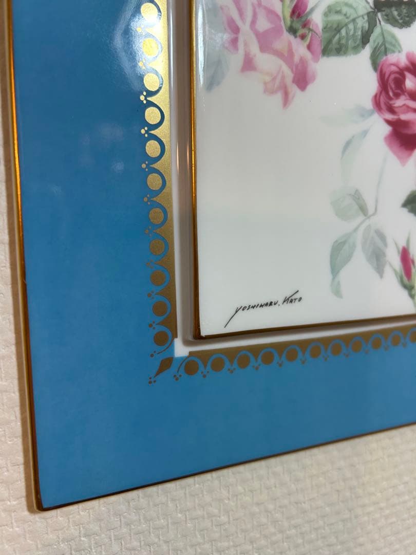 Sango MAGNA 三郷陶器　加藤吉春作 陶画　 陶板　タイル　花　薔薇