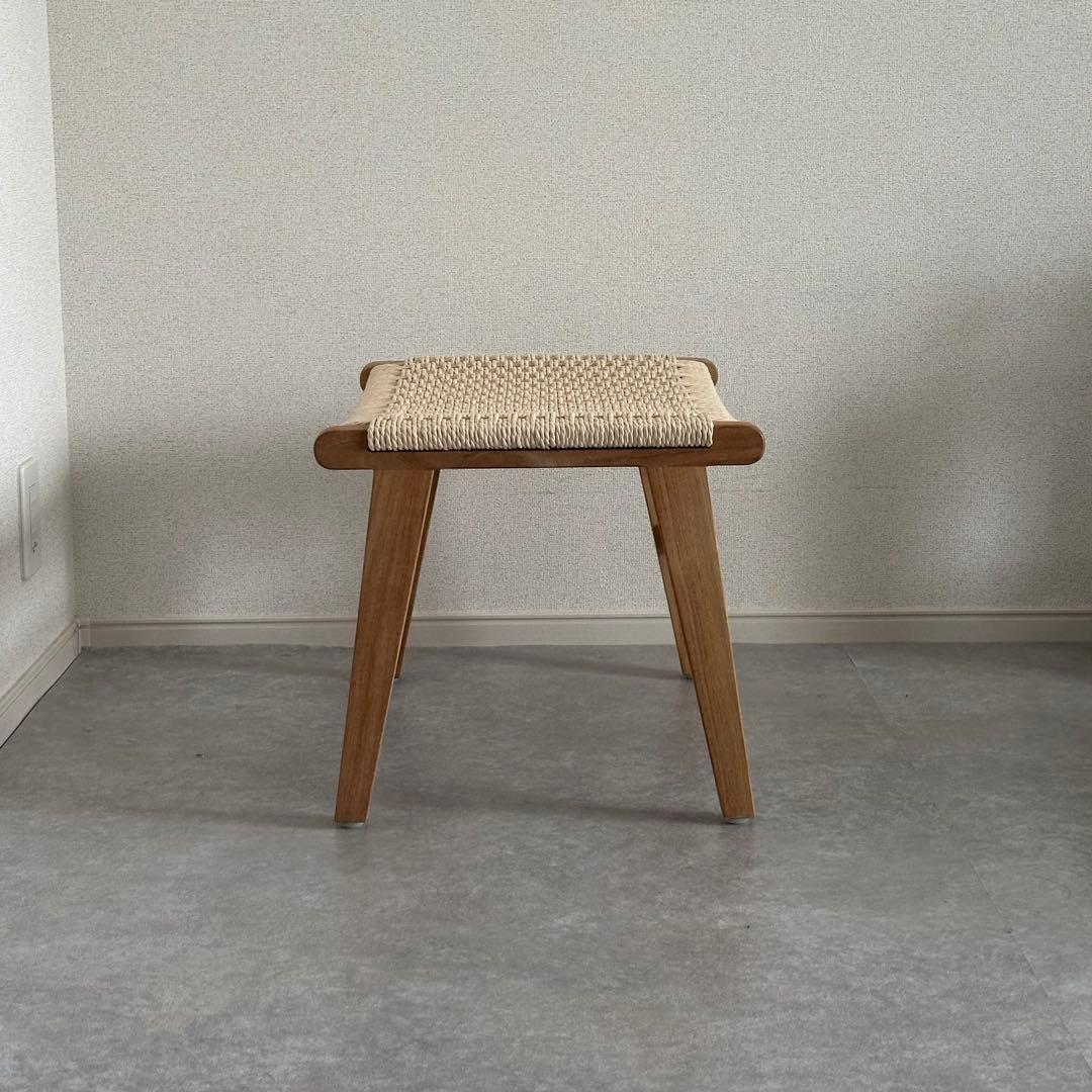 【あっきー】オットマン ペーパーコード チーク材 ナチュラル