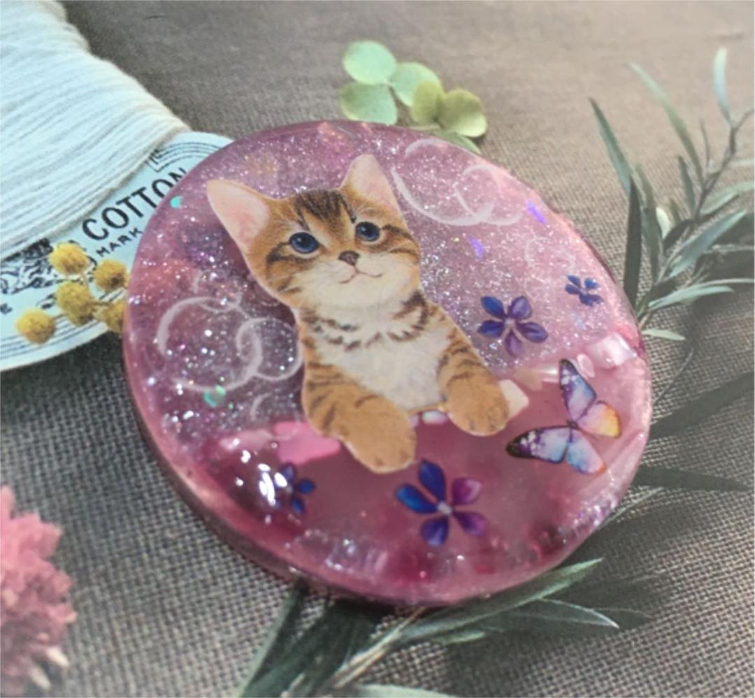 レジンヘアゴム、温度で色が変わる・しゃぼん玉猫ちゃん