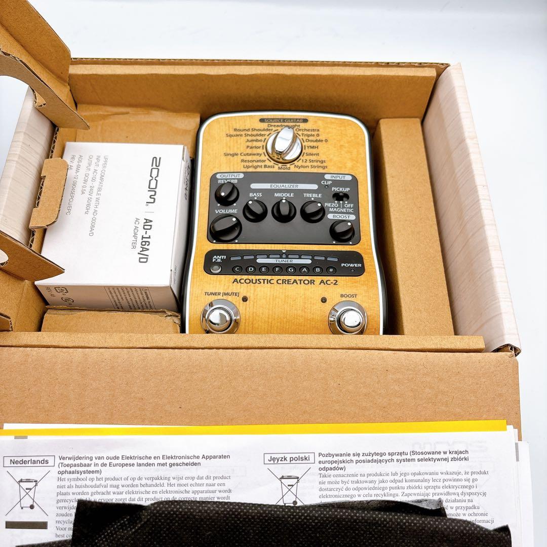 ほぼ未使用品 ZOOM AC-2 アコースティックギター用 プリアンプ
