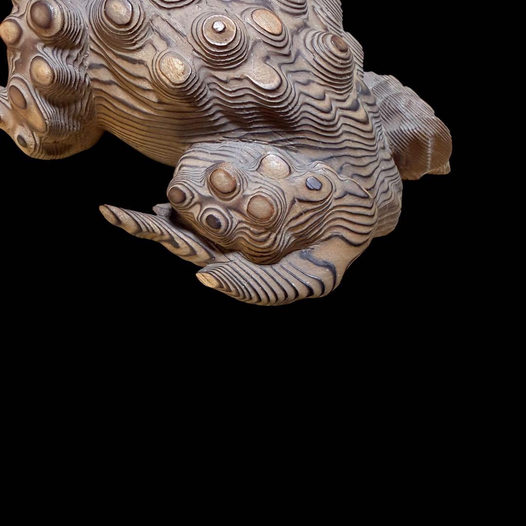 カエル　木彫り　彫刻　蛙の置物　ガマガエル