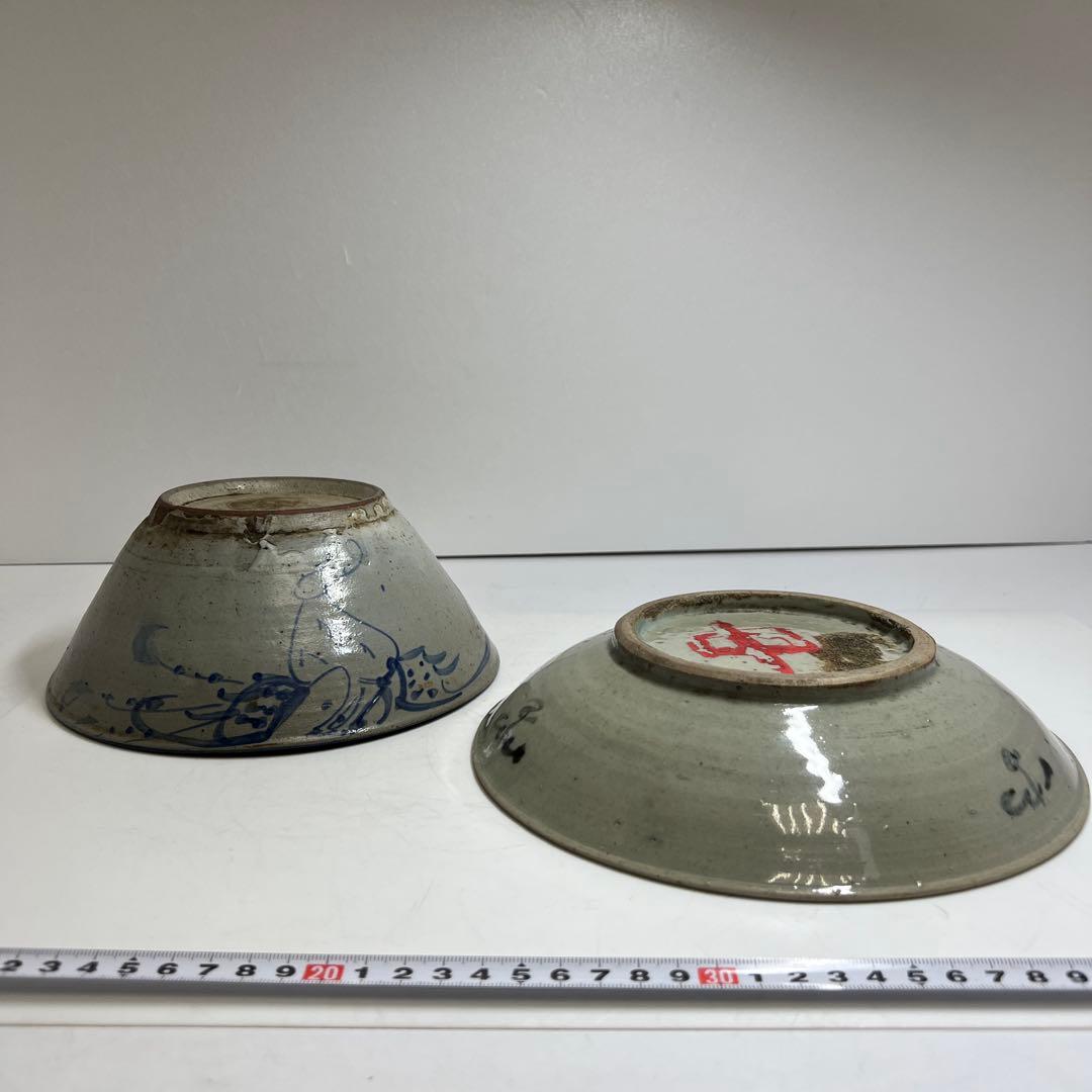 中国清時代 新渡青花鉢 大皿 東キ8-0307① タサオサ