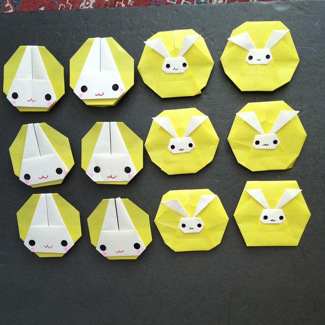 折り紙　お月見うさぎ6枚 　満月うさぎ6枚　秋壁面　ハンドメイド