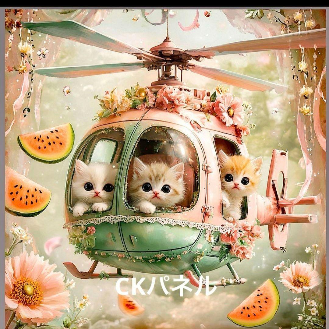 激レア限定15枚フラワーフルーツヘリにゃんこパネル生地　ハンドメイド