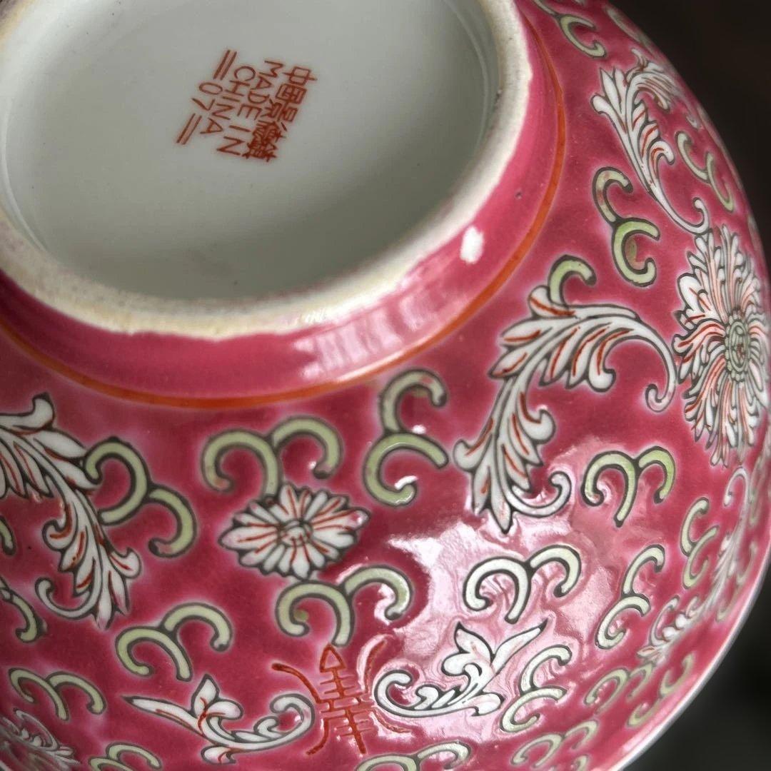 中国　景徳鎮　麺どんぶり　ラーメン　中華鉢とレンゲ2個