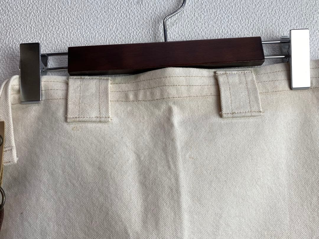 B02734 FU-ra ベルトエプロン オフホワイト×パープル　古着　ワーク