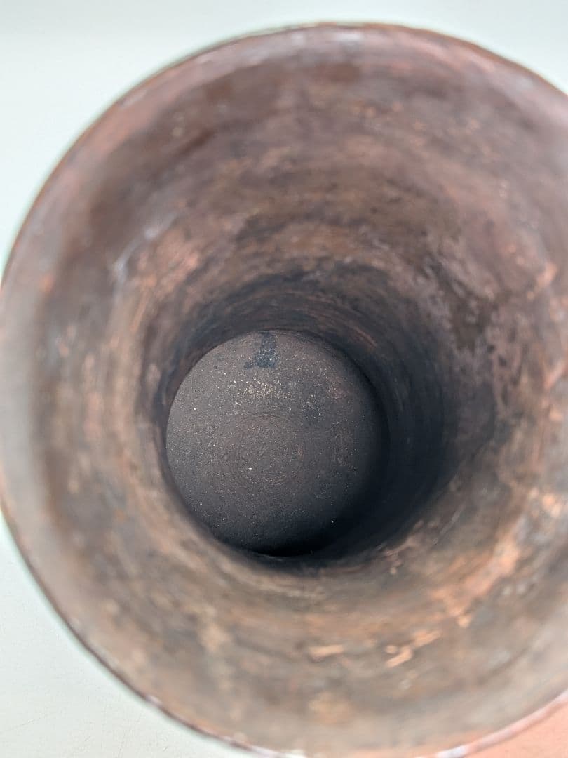 【直しあり】窯元六姓寺見作 江戸中期 古備前耳付花入 金重陶陽識箱 合布 備前焼