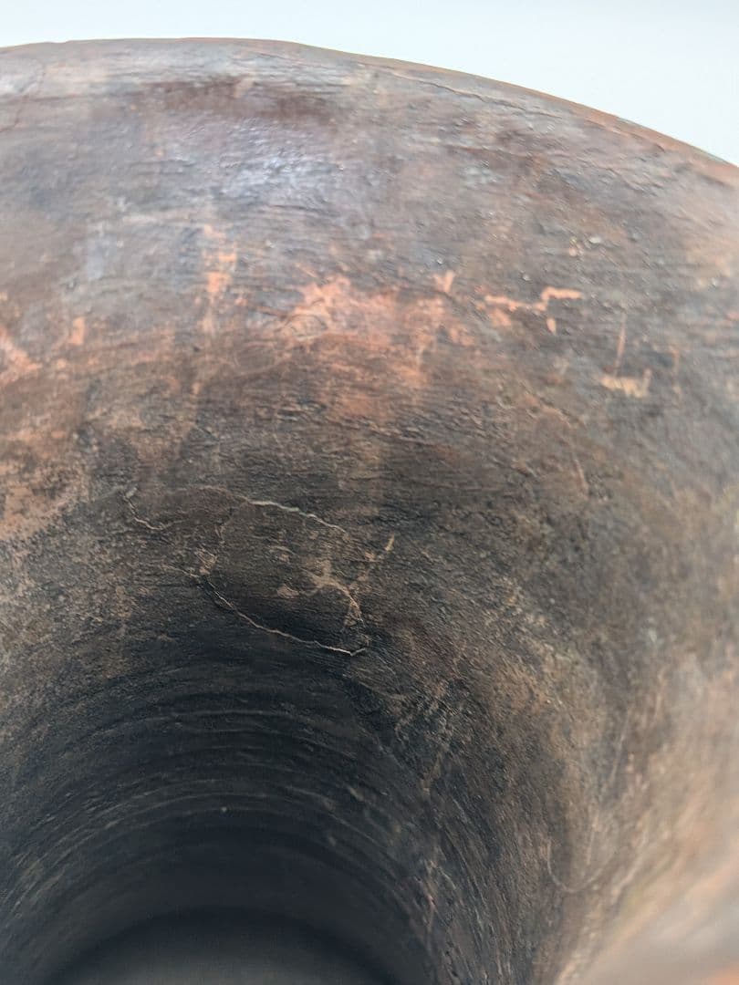 【直しあり】窯元六姓寺見作 江戸中期 古備前耳付花入 金重陶陽識箱 合布 備前焼