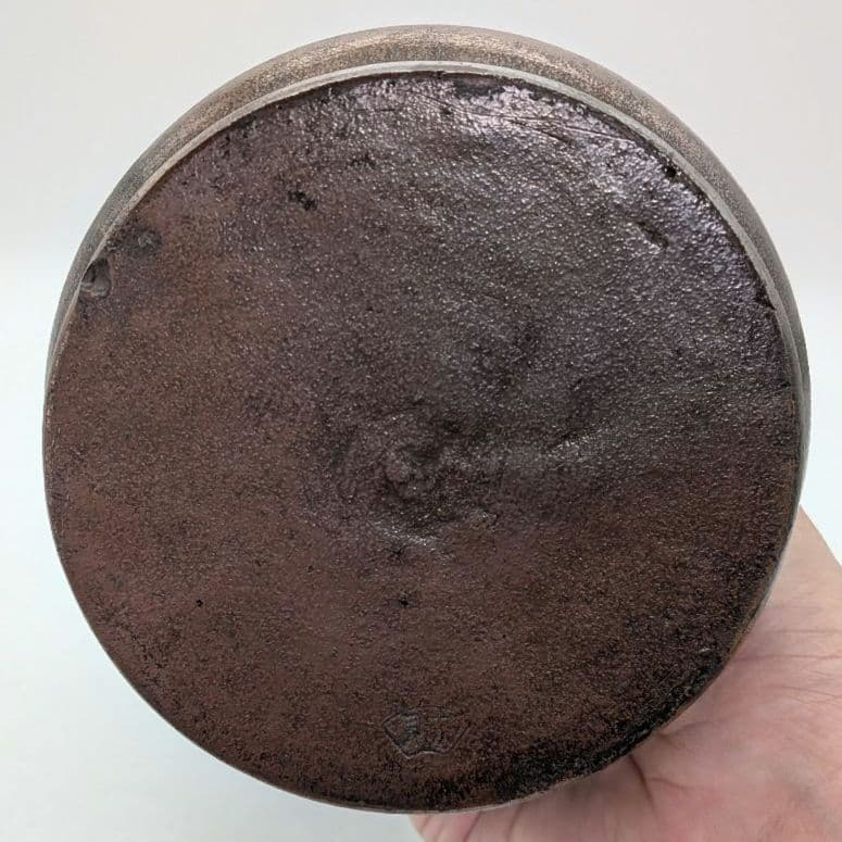 【直しあり】窯元六姓寺見作 江戸中期 古備前耳付花入 金重陶陽識箱 合布 備前焼