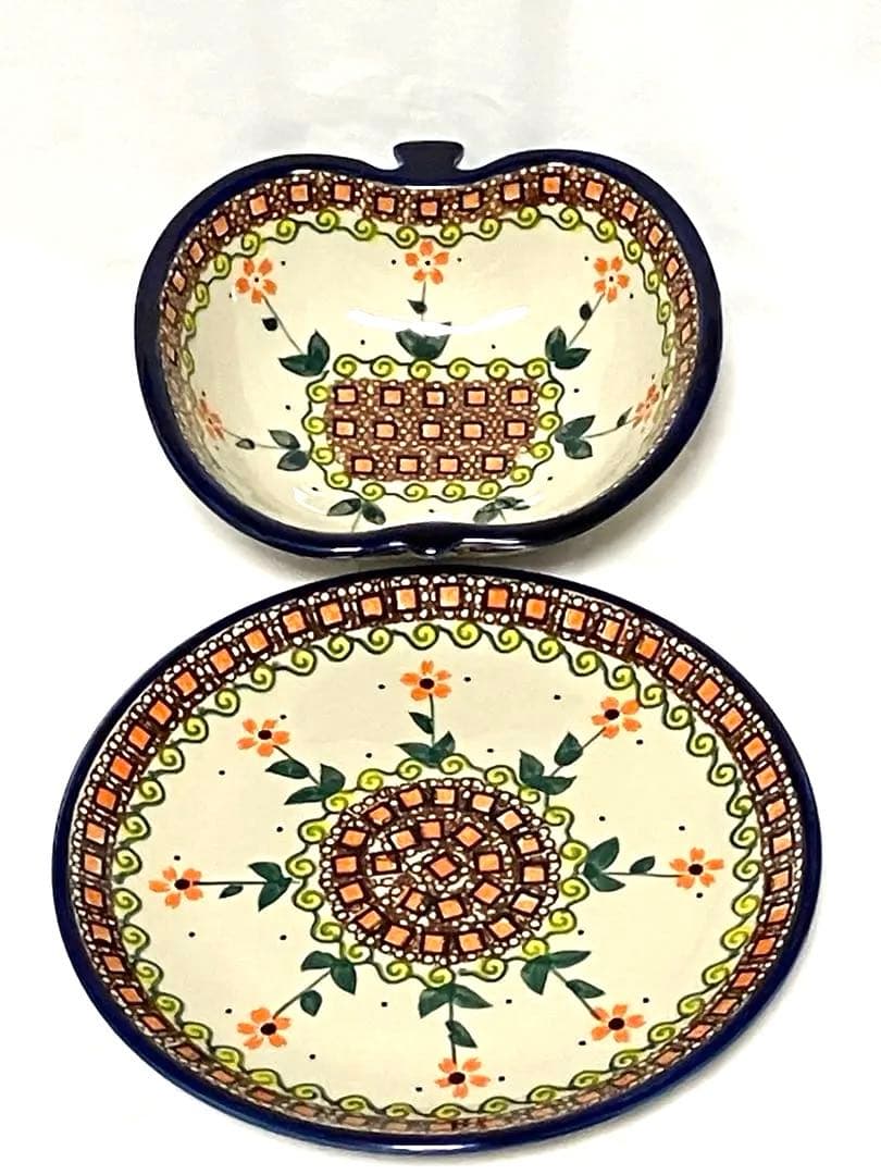 ポーランド食器★ ポーリッシュポタリー★リンゴボウル★プレートセット★ミレナ