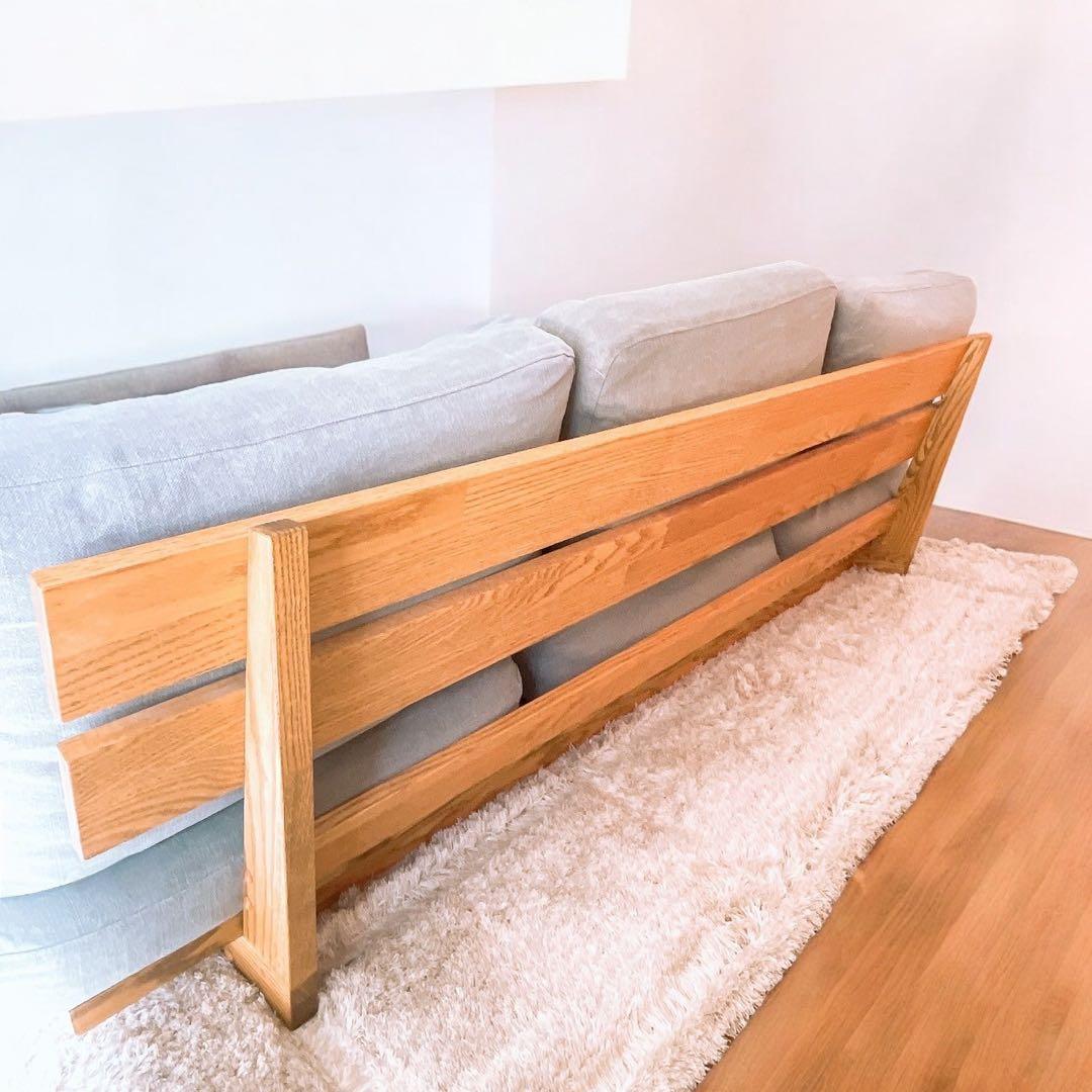 モモナチュラル 3人ローソファ　クラウドローソファー　グレー