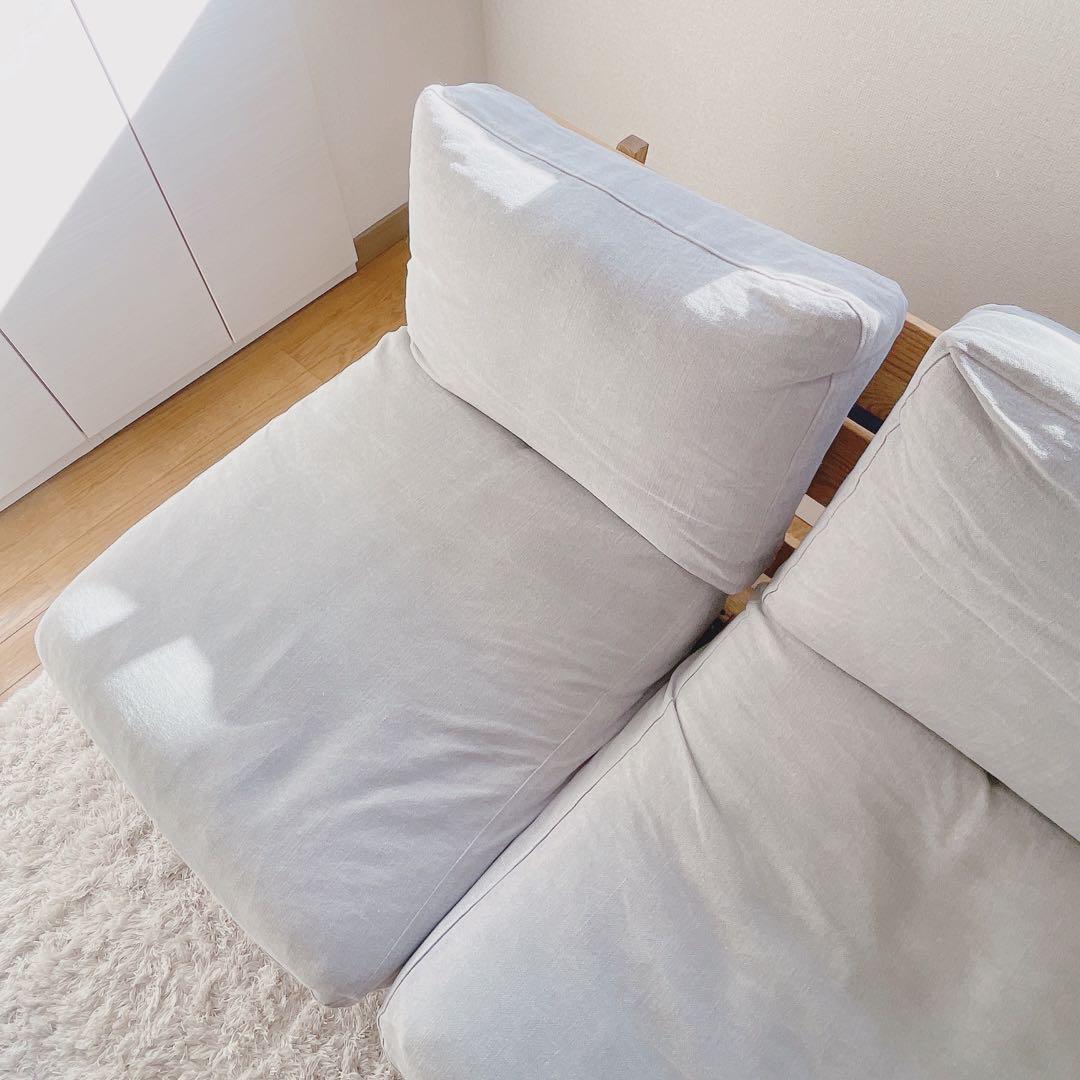 モモナチュラル 3人ローソファ　クラウドローソファー　グレー