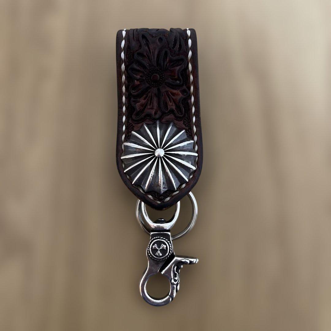 大和工房（レザー花模様キーリング）