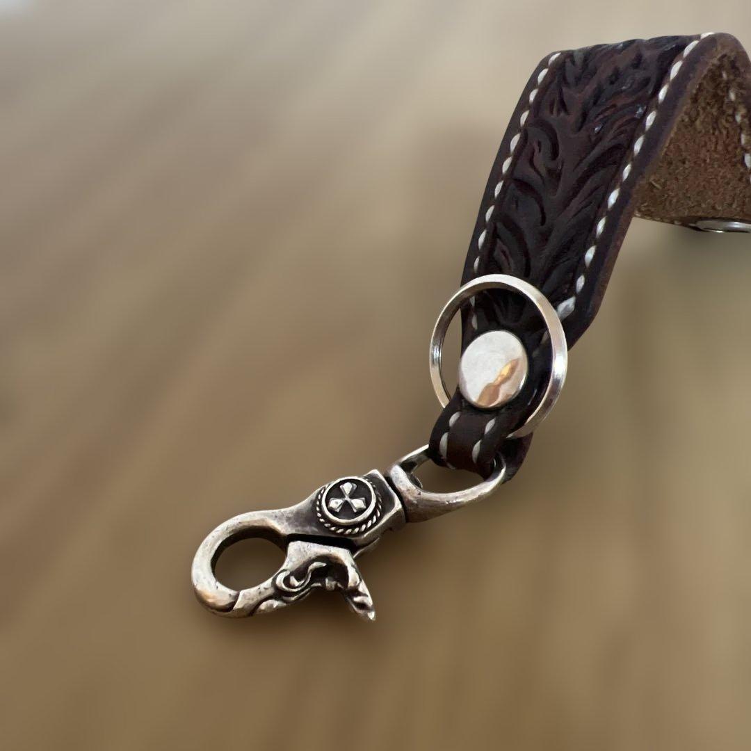 大和工房（レザー花模様キーリング）