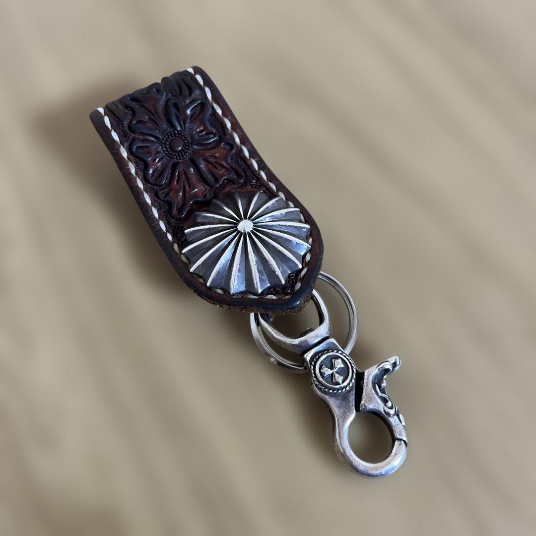 大和工房（レザー花模様キーリング）