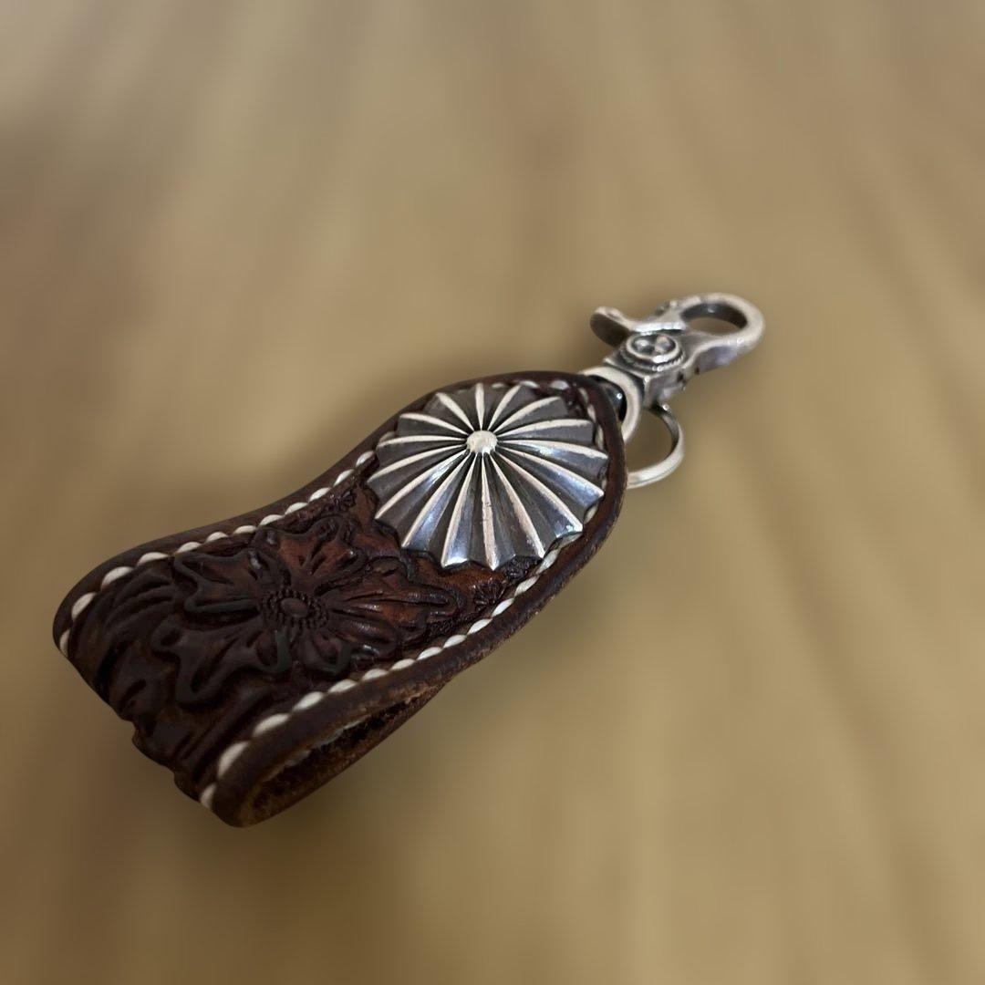 大和工房（レザー花模様キーリング）