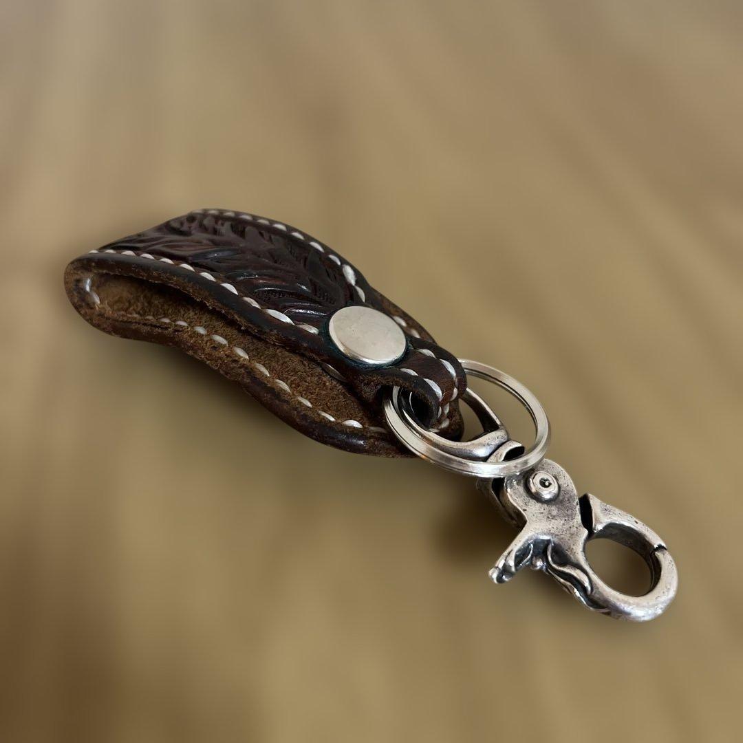 大和工房（レザー花模様キーリング）