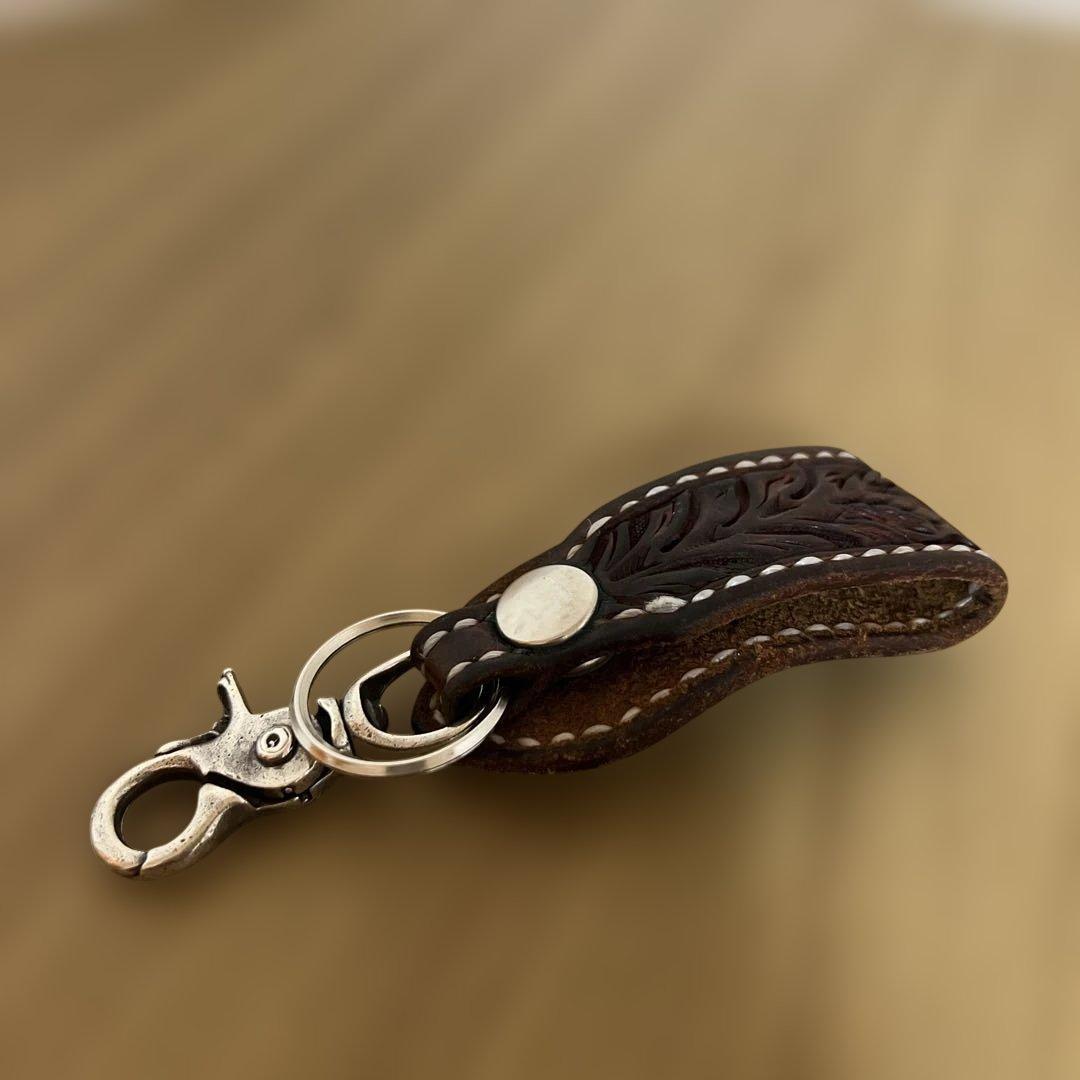 大和工房（レザー花模様キーリング）