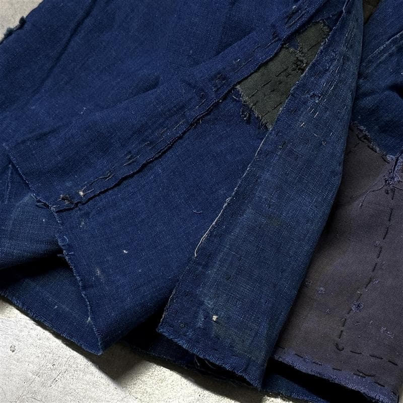 古布 木綿 藍染 刺子 継ぎ接ぎ 襤褸 ④ 5幅 縦144cm 横157cm