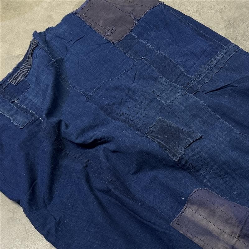 古布 木綿 藍染 刺子 継ぎ接ぎ 襤褸 ④ 5幅 縦144cm 横157cm