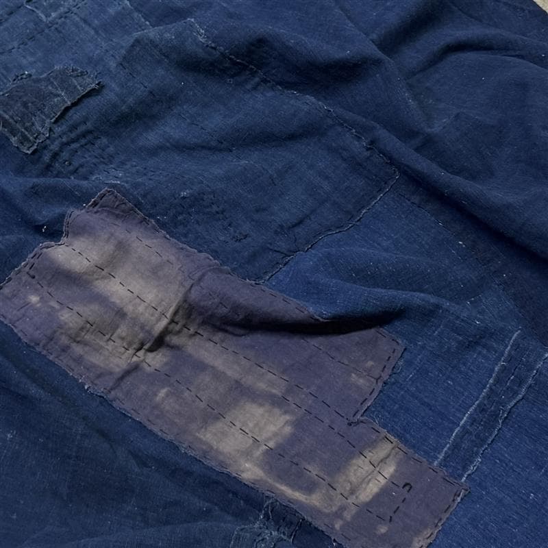 古布 木綿 藍染 刺子 継ぎ接ぎ 襤褸 ④ 5幅 縦144cm 横157cm