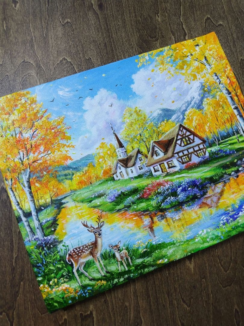 a*k様 【秋の到来】アクリル画 F3 風景画 絵画